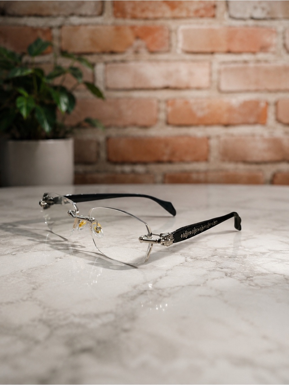 Black and silver Goth style glasses